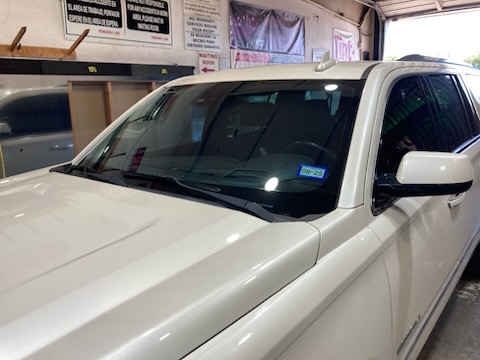 SUV window tint in progress at Lalo's Shop